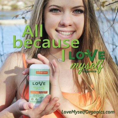 woman holding love myself product